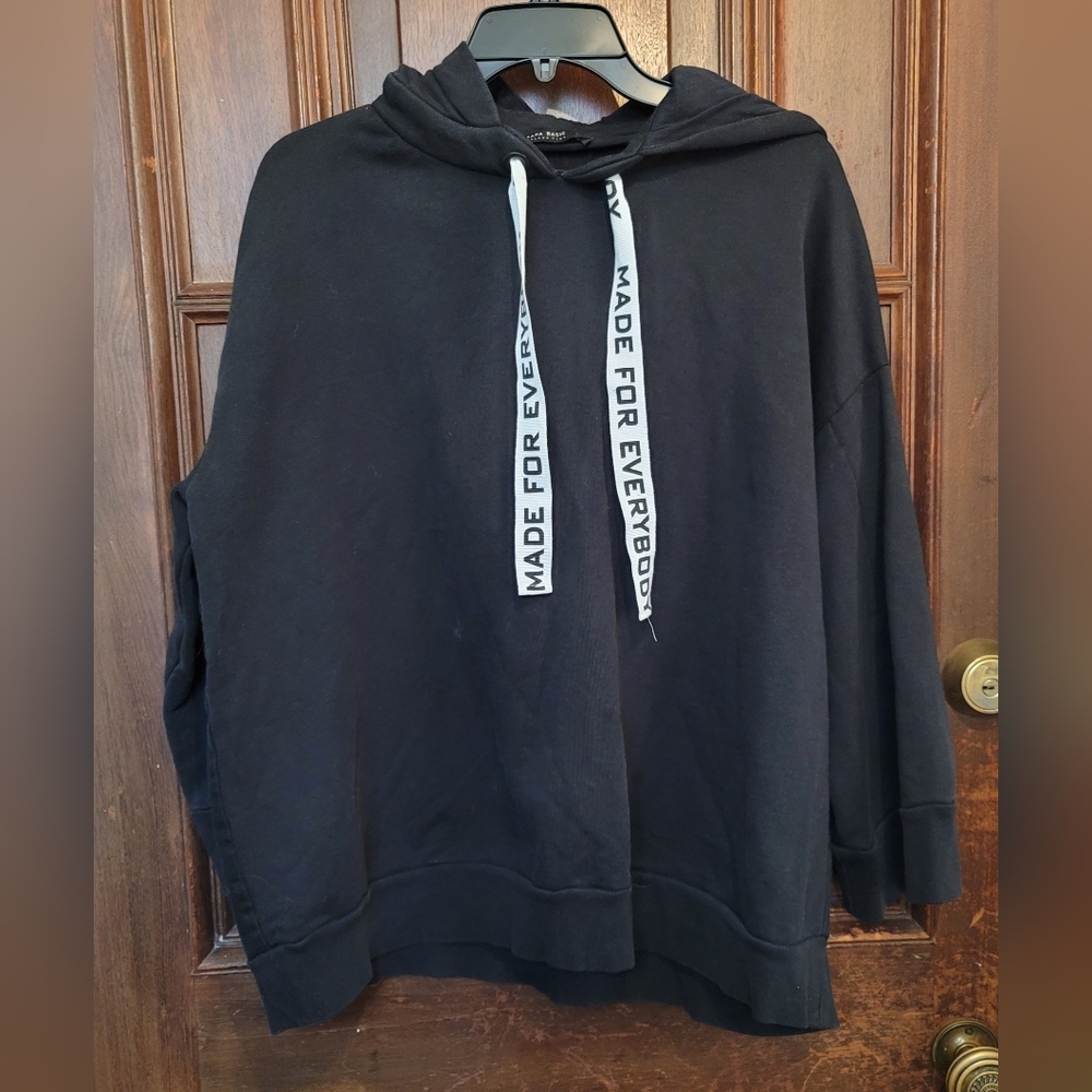 ZARA basic Collection hoodie size S BLACK Made For Everyone 3/4 Sleeve